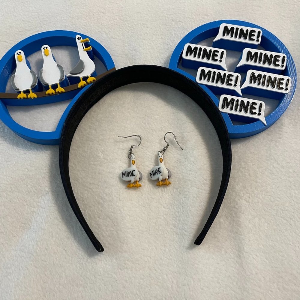 Disney Finding Nemo MINE! Seagulls Minnie Ears & Earrings